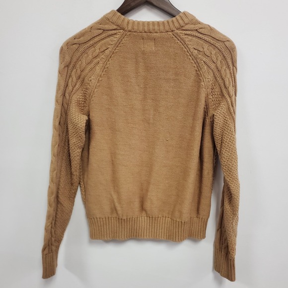 Gap Womens Cable Knit Cotton Sweater Size S Tan Old Money Academia Preppy Layers - Picture 3 of 12